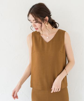 リネンライクノースリブラウス