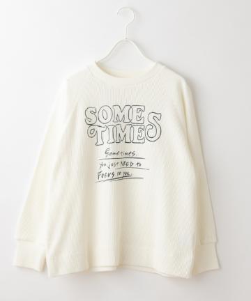 【cotton100%】畦ワッフルロゴプリントプルオーバー