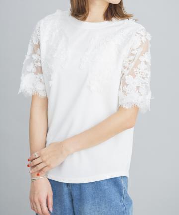 prose verse(プロズヴェール) モチーフレース付きミラノリブプルオーバー