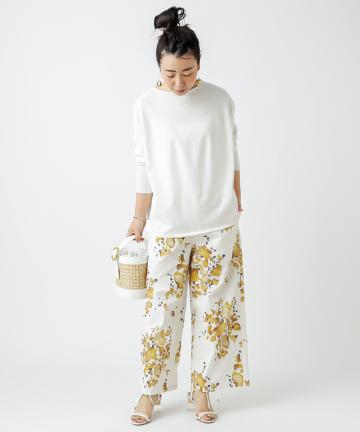 ウエストリブプリントパンツ