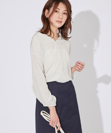 【手洗い可】スキッパーフレアブラウス