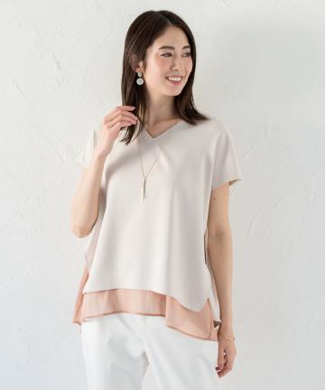 配色レイヤードブラウス