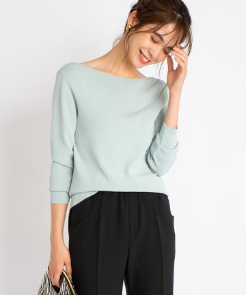 【手洗い可・接触冷感・UVカット】アシンメトリーネック総針2WAYニット