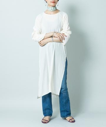 デシンサイドスリットロングチュニック