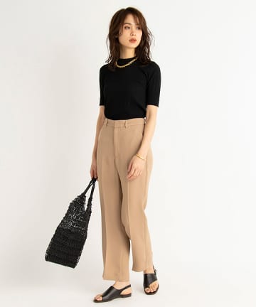 【洗える・CURRENTAGE(カレンテージ)】センタープレスフレアパンツ