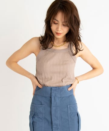 【CURRENTAGE(カレンテージ)】リブジャージタンクカットソー