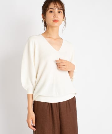 コットン100シルエットスリーブニット