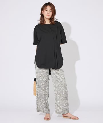 【手洗い可】ペイズリープリントラインパンツ