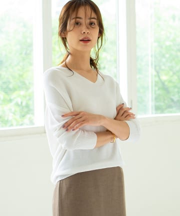 【手洗い可】和紙混バックボリュームニット