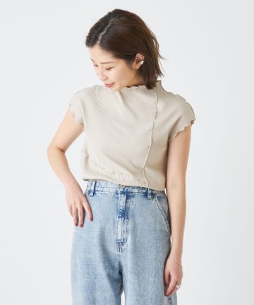 ランダムテレコリブメローリンキングノースリーブTシャツ