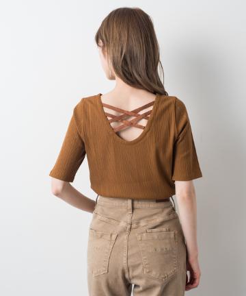 レースアップカットソー