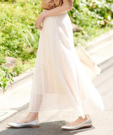 ストライプレースフレアスカート