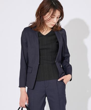 綿麻オックスノーカラージャケット