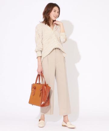 【手洗い可】クロスワイドクロップドパンツ