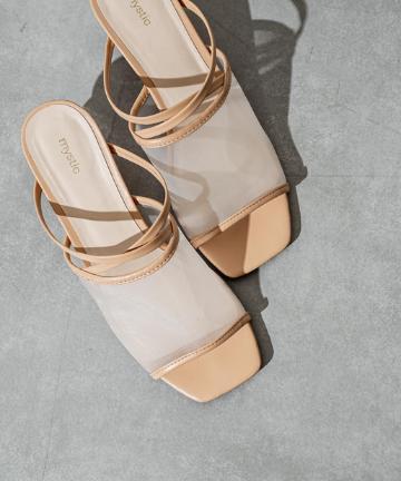 チュールクリアヒールサンダル