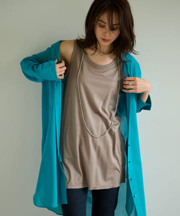 【手洗い可】前後2WAYスムースロングタンクトップ