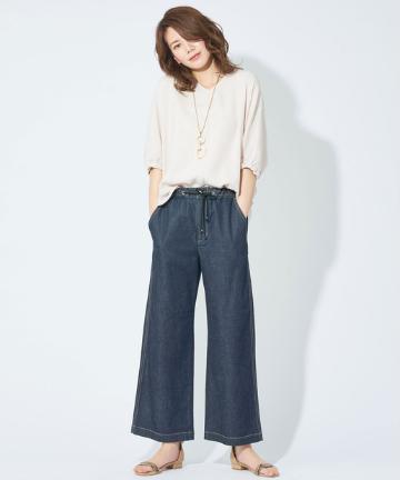 【洗える】イージーワイドDENIMパンツ