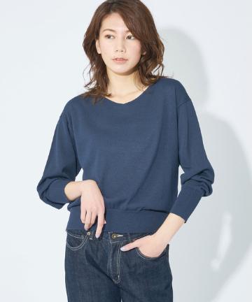 【手洗い可】機能糸Vネックプルオーバー