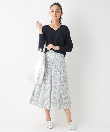 【手洗い可】ジャガード小花プリントマーメイドスカート