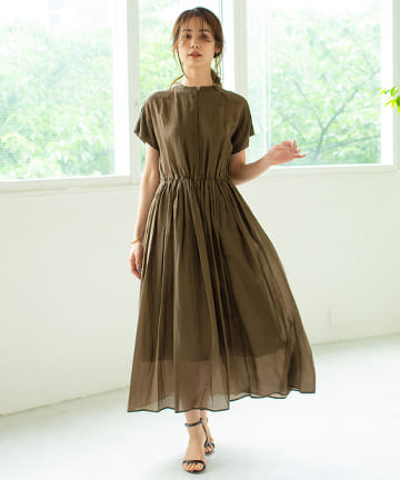 【LANDWARDS(ランドワーズ)】コットンシルクロングワンピース