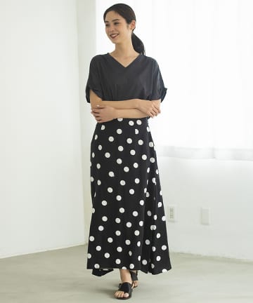 【Liyoca(リヨカ)】ドットプリントロングスカート