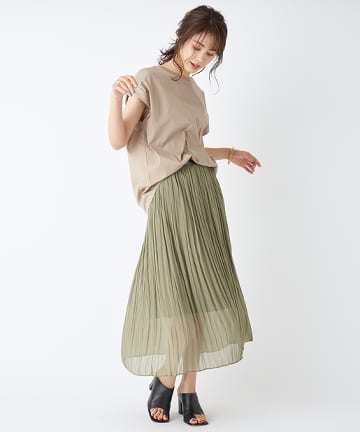 【手洗い可】割繊ワッシャープリーツスカート