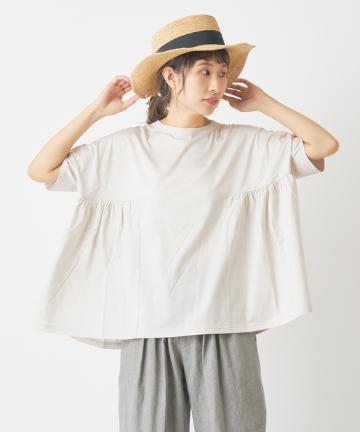 丸首ギャザーカットソー