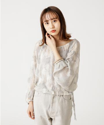 ネックギャザーシフォンブラウス