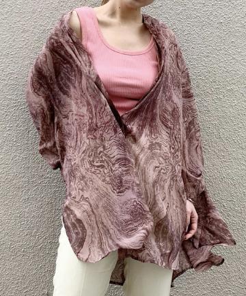マーブル柄シアーBIGシャツ