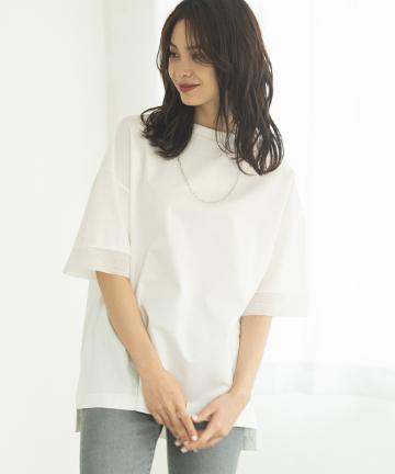【手洗い可】オーガンジーカフスチュニックカットソー
