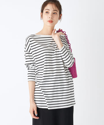 リヨセル混ボーダーチュニックカットソー