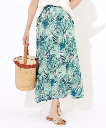 【手洗い可】リーフシャドープリントスカート