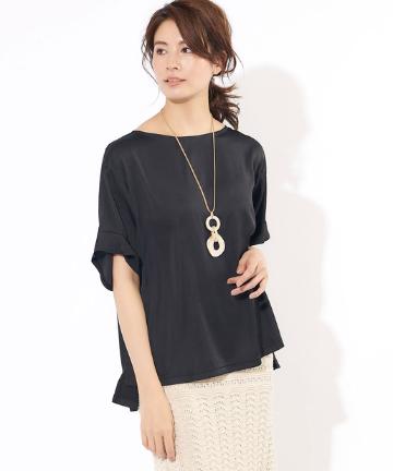 【《着回し力抜群》手洗い可】ヴィンテージサテンTシャツブラウス