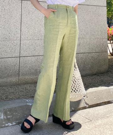 カラーシャンブレー麻パンツ