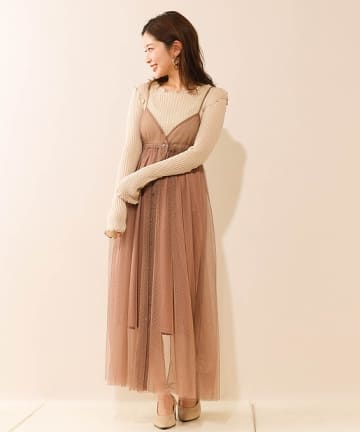 OUTLET(アウトレット) 【who's who Chico】ドットチュールキャミワンピース