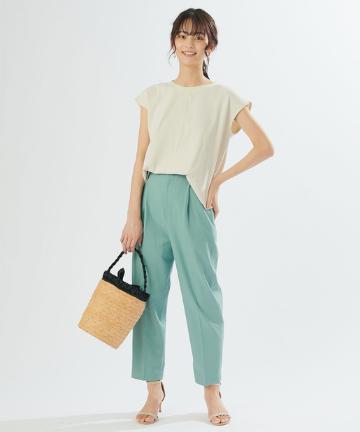 リネン混オックスペグトップパンツ