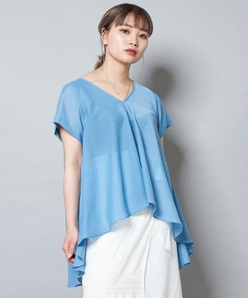 Vネックフレアブラウス