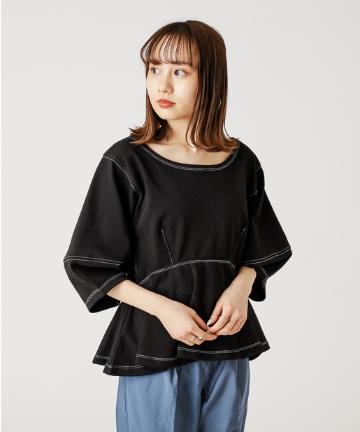 背中開きペプラムTシャツ