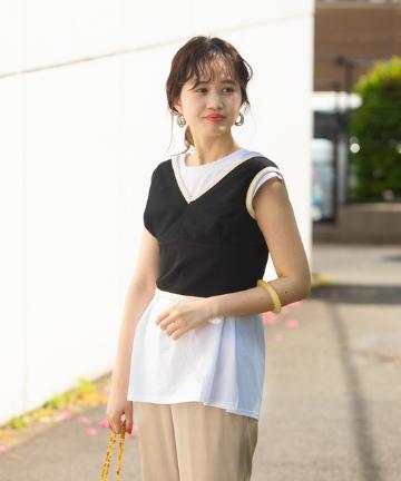 配色パイピングビスチェ