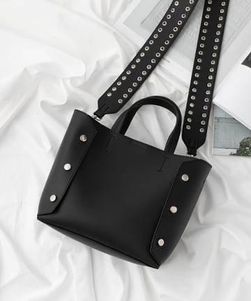 ハトメ&スタッズ2WAYトートバッグ/ショルダーバッグ