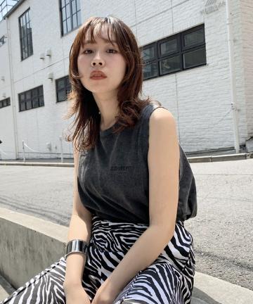 PERVERTロゴ刺繍ダメージタンクトップ