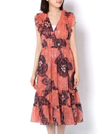 【ULLA JOHNSON】金箔袖フリルワンピース