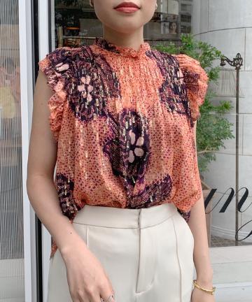 【ULLA JOHNSON】金箔袖フリルブラウス