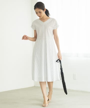 【手洗い可】バイアスストライプワンピース