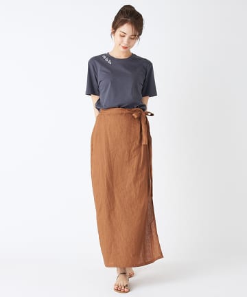 【セットアップ可・手洗い可】リネンマキシラップスカート