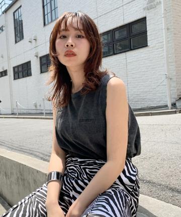 PERVERTロゴ刺繍ダメージタンクトップ