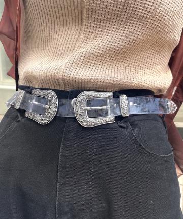 Wバックルムラ染ベルト