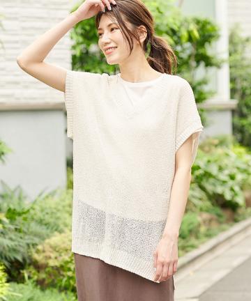 ペーパーヤーン畦編みルーズニット