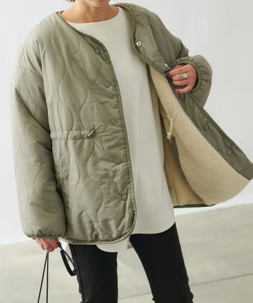 【WEB限定カラー】異素材リバーシブルノーカラージャケット