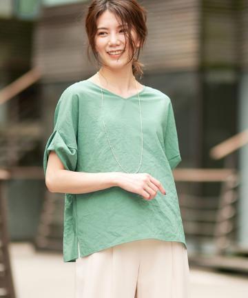 【《美人映えアイテム》手洗い可】ワイドカフスブラウス